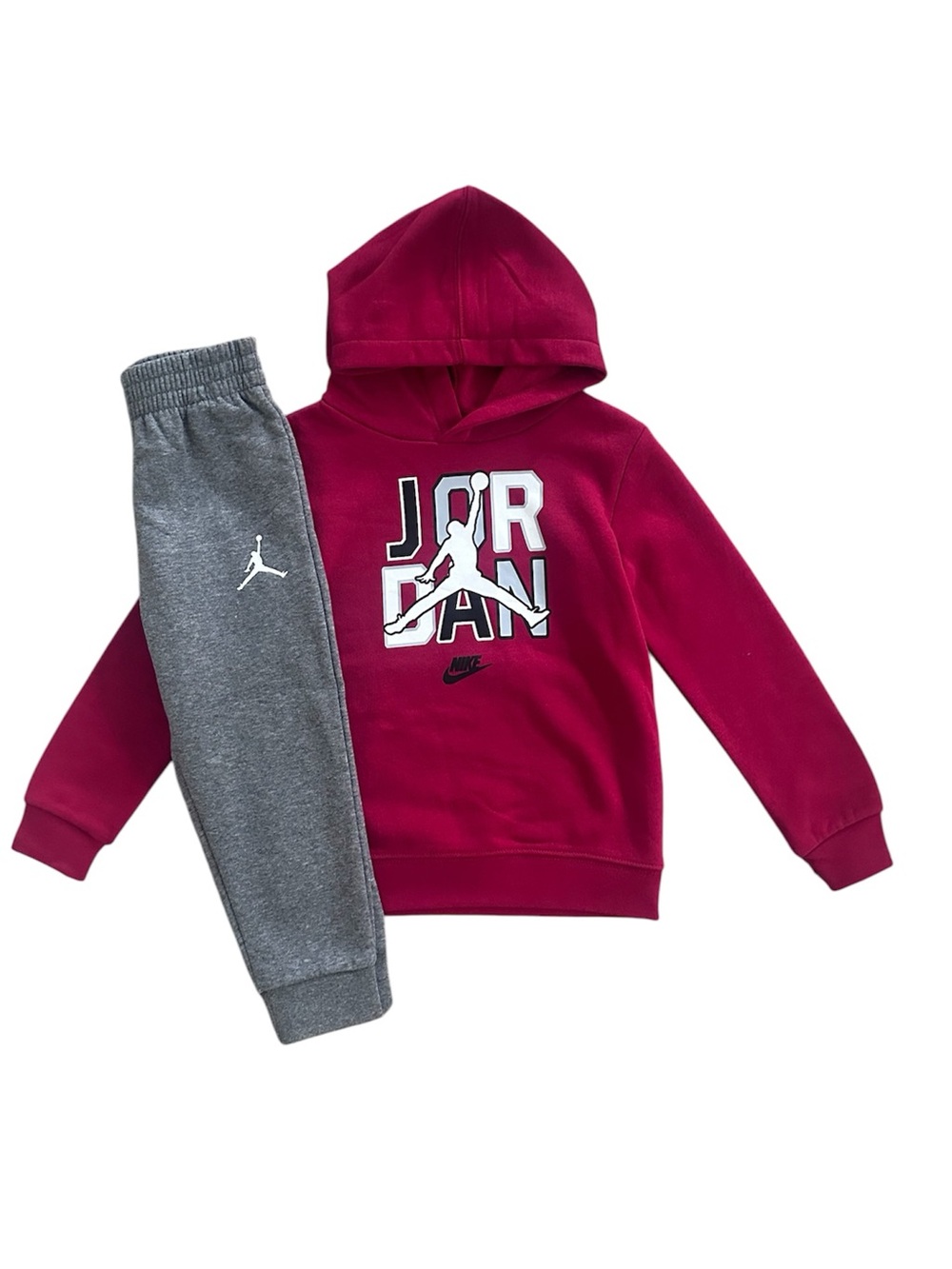 Nike Jordan Toddler Boy 2pc Sweatshirt & Jogger Pants Set Size 4T Red Grey NWT